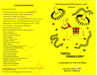 Program for Raices de Mexico's "Fiesta Primavera" Cinco de Mayo Performance