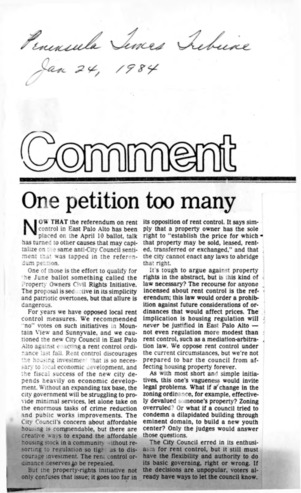 Comment: One Petition Too Many - Peninsula Times Tribune