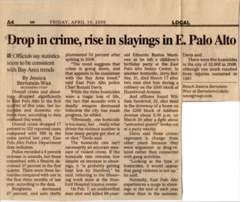 Drop in Crime, Rise in Slayings in E. Palo Alto - San Mateo County Times