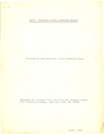 Draft of the Dumbarton Bridge Technical Report