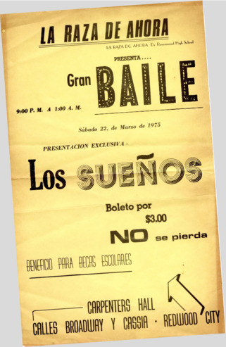 Flyer for a Dance Organized by Ravenswood High School's La Raza de Ahora, 1975