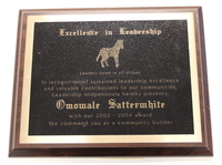 Plaque Honoring Dr. Omowale Satterwhite from Leadership Midpeninsula
