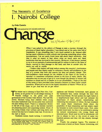 Nairobi College Article in Change: The Magazine of Higher Learning Vol. 5 No. 3