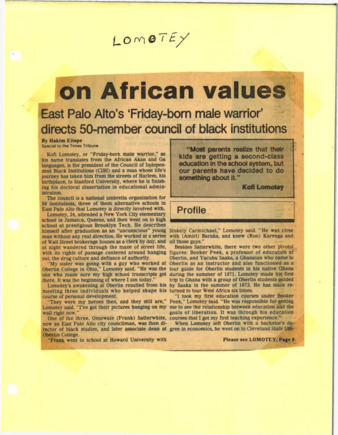 On African Values - Peninsula Times Tribune
