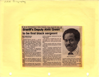 Sheriff's Deputy Alvin Green to be First Black Sergeant - Peninsula Times Tribune