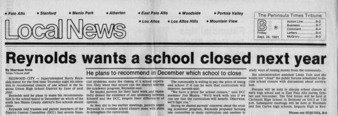 Reynolds Wants a School Closed Next Year - Peninsula Times Tribune