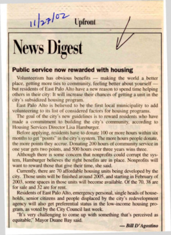Public service now rewarded with housing - Palo Alto Weekly