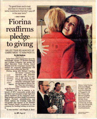 Fiorina reaffirms pledge to giving - San Jose Mercury News