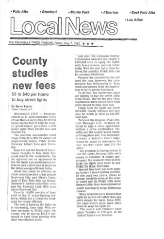 County studies new fees: $3 to $40 per home to buy street lights - Peninsula Times Tribune