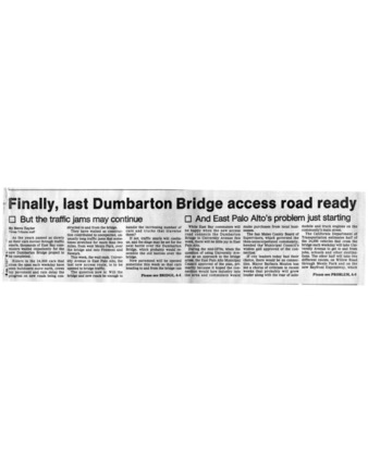 Finally, Last Dumbarton Bridge Access Road Ready - Times Tribune
