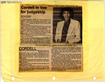 Cordell in Line for Judgeship - Peninsula Times Tribune