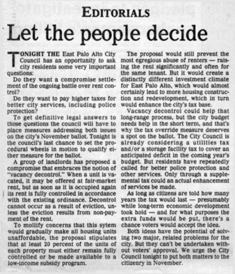 Editorials: Let the People Decide - Times Tribune