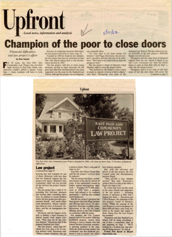 Champion of the poor to close doors - Palo Alto Weekly