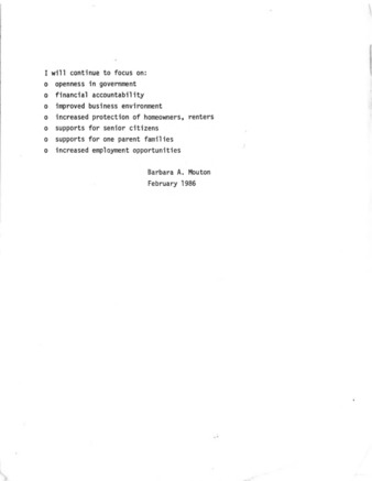 Mouton 1986 Election Promises