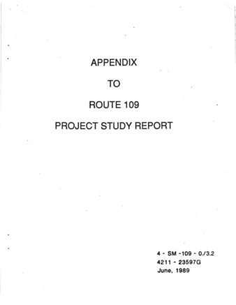 Appendix to Route 109 Project Study Report