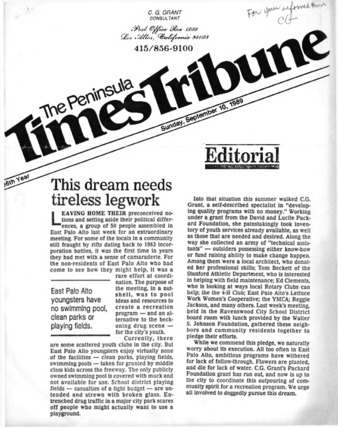 This Dream Needs Tireless Legwork - Peninsula Times Tribune
