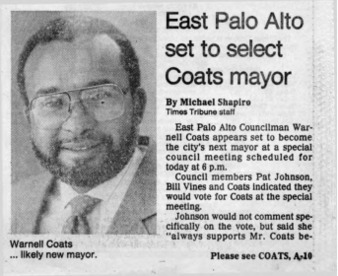 East Palo Alto Set to Select Coats Mayor - Times Tribune
