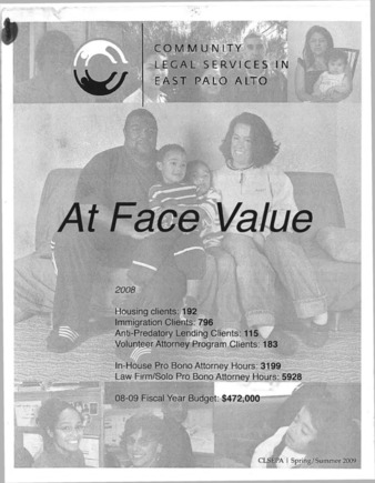 Community Legal Services in EPA: At Face Value - Spring/Summer 2009