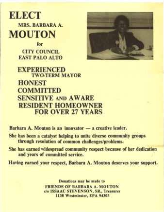 Flyer to Elect Barbara Mouton to EPA City Council