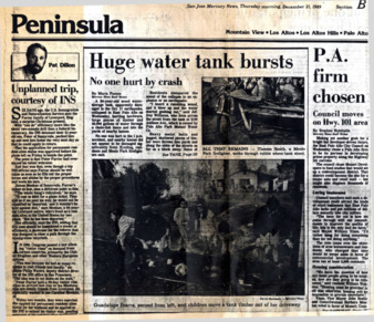 Huge Water Tank Bursts - San Jose Mercury News