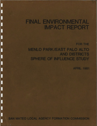 Final Environmental Impact Report for the Menlo Park/East Palo Alto and Districts Sphere of Influence Study