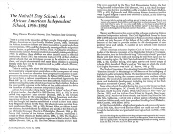 The Nairobi Day School: An African American Independent School, 1966-1984