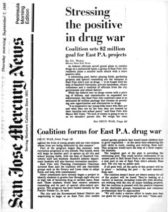 Stressing the Positive in Drug War - San Jose Mercury News
