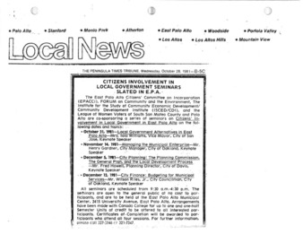 Citizens Involvement in Local Government Seminars Slated in EPA - Peninsula Times Tribune