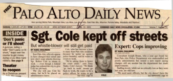 Sgt. Cole kept of streets; Experts Cops improving - Palo Alto Daily News