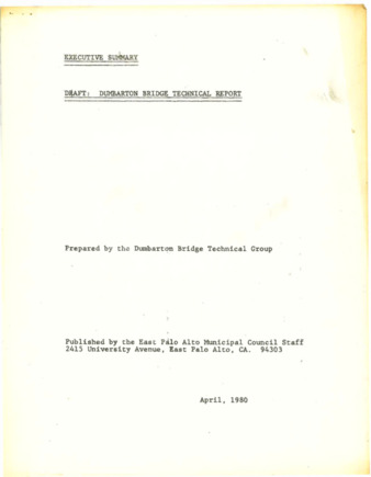 Draft of the Dumbarton Bridge Technical Report Executive Summary