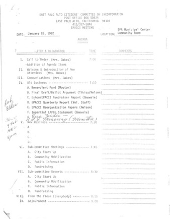 EPACCI Meeting Agenda - January 26, 1982