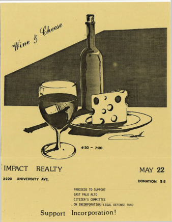 Flyer for Wine & Cheese Event at Impact Realty to Support EPACCI and Incorporation