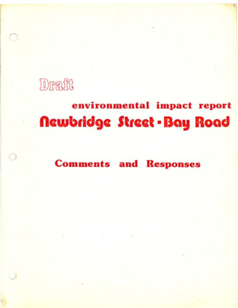 Draft of the Environmental Impact Report (EIR) for Newbridge Street and Bay Road Improvement Project - Comments and Responses