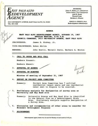 Various papers related to the designation of a survey area at University and Bay Road site