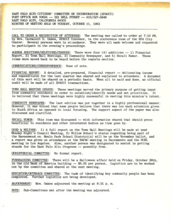 EPACCI Meeting Minutes - October 11, 1983
