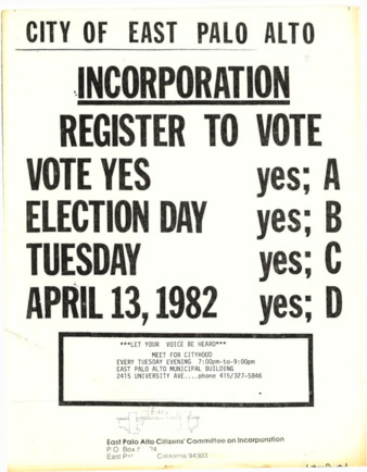 Flyer for the April 1982 Incorporation Election