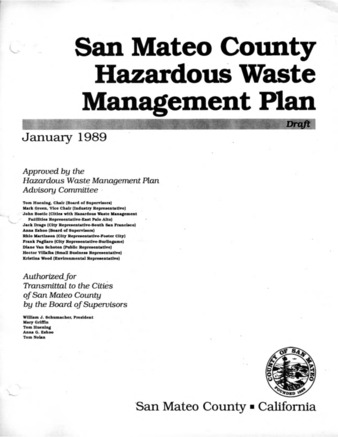 San Mateo County Hazardous Waste Management Plan Draft