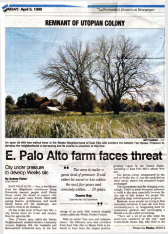 Remnant of Utopian Colony: E. Palo Alto farm faces threat - San Mateo County Times