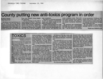 County Putting New Anti-Toxics Program In Order - Peninsula Times Tribune
