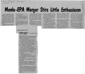Menlo-EPA Merger Stirs Little Enthusiasm - Menlo Atherton Recorder